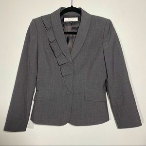 Tahari Gray Ruffle Blazer